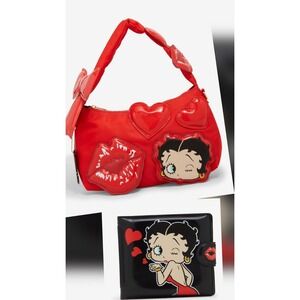 NEW Whatever! Makes You Happy x Betty Boop Padded Nylon Crossbody Bag & WALLET!
